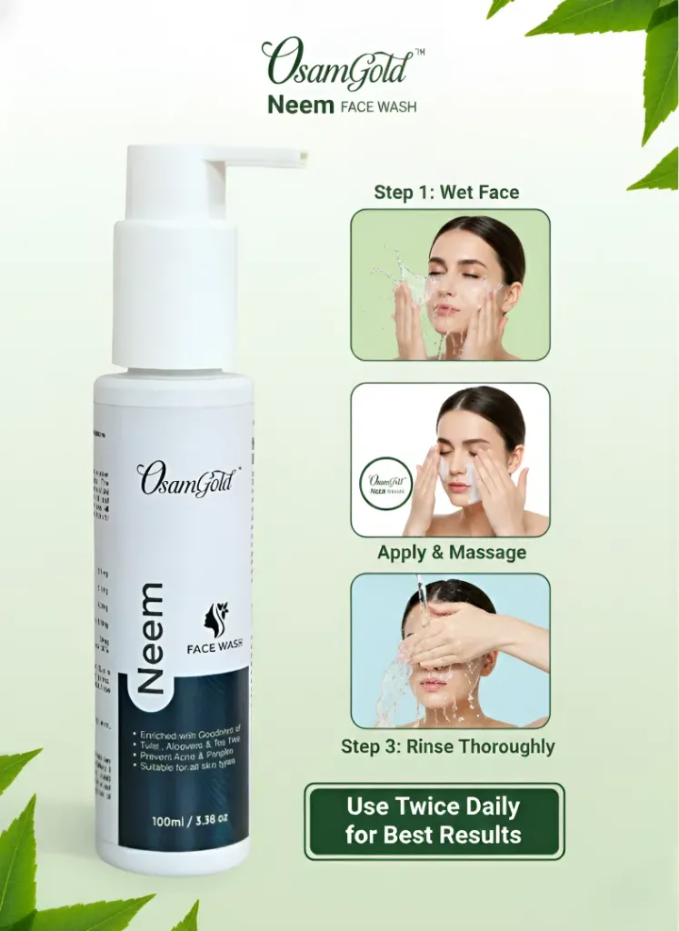 Osamgold Neem Tulsi Aloe Vera Face Wash | Deep Cleansing & Oil Control | For Men & Women | 100 ml