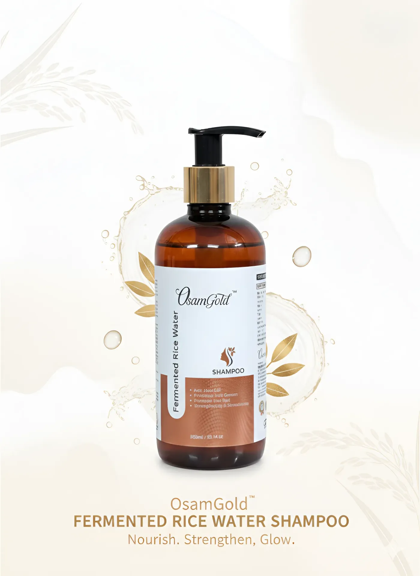 Osamgold Fermented Rice Water Shampoo | Nourishing & Strengthening Shampoo | For Men & Women | 300 ml