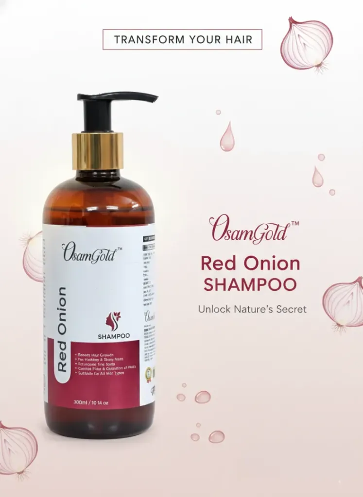 Osamgold Red Onion Shampoo | Hair Fall Control & Damage Repair Shampoo | For Men & Women | 300 ml